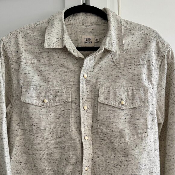 Huckberry Flint and Tinder Bone Button Western Shirt size L - Picture 1 of 4